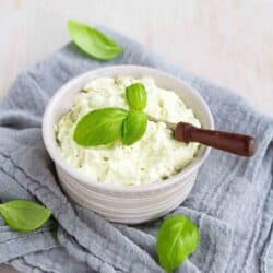 Smear this whipped pesto cream cheese spread on a bagel or tortilla and layer it with all of your favorite sandwich toppings. Or just eat it straight with your favorite crackers! 51 calories and 2 Weight Watcher SP #creamcheese #pesto #weightwatchers
