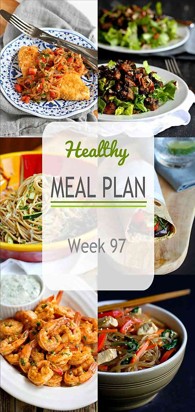 Another healthy meal plan to get you through the week! Grilled and stovetop recipes, including vegetarian, chicken and seafood recipes. #mealplanning #dinner