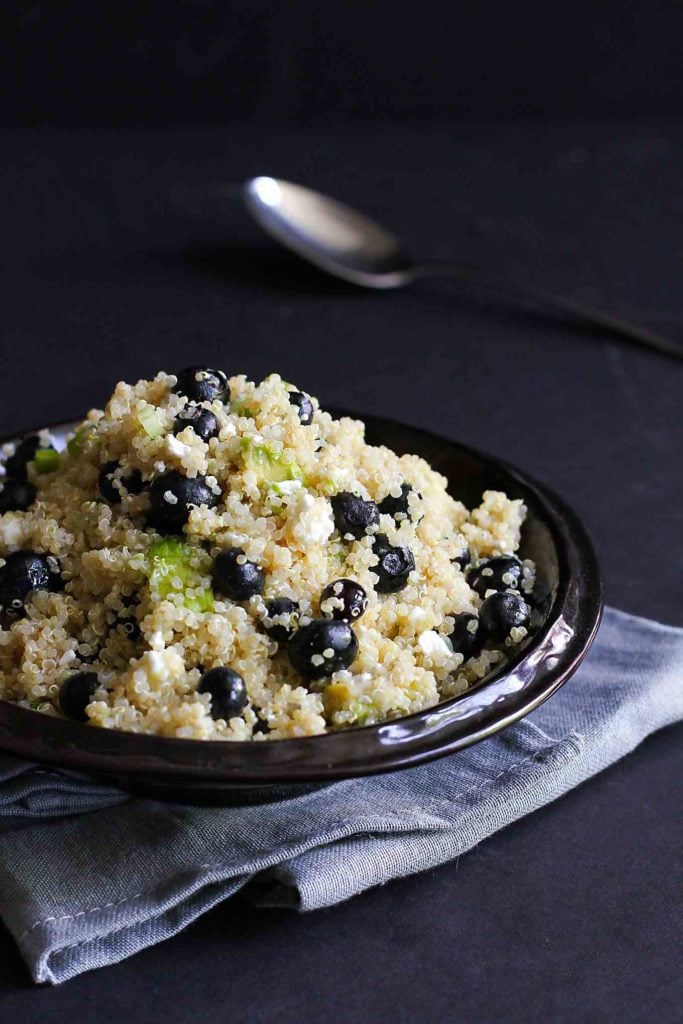 One surprising ingredient takes this quinoa avocado salad from good to great - blueberries! The perfect touch of sweetness. 121 calories and 4 Weight Watchers Freestyle SP #avocado #wwfreestyle #myfitnesspal