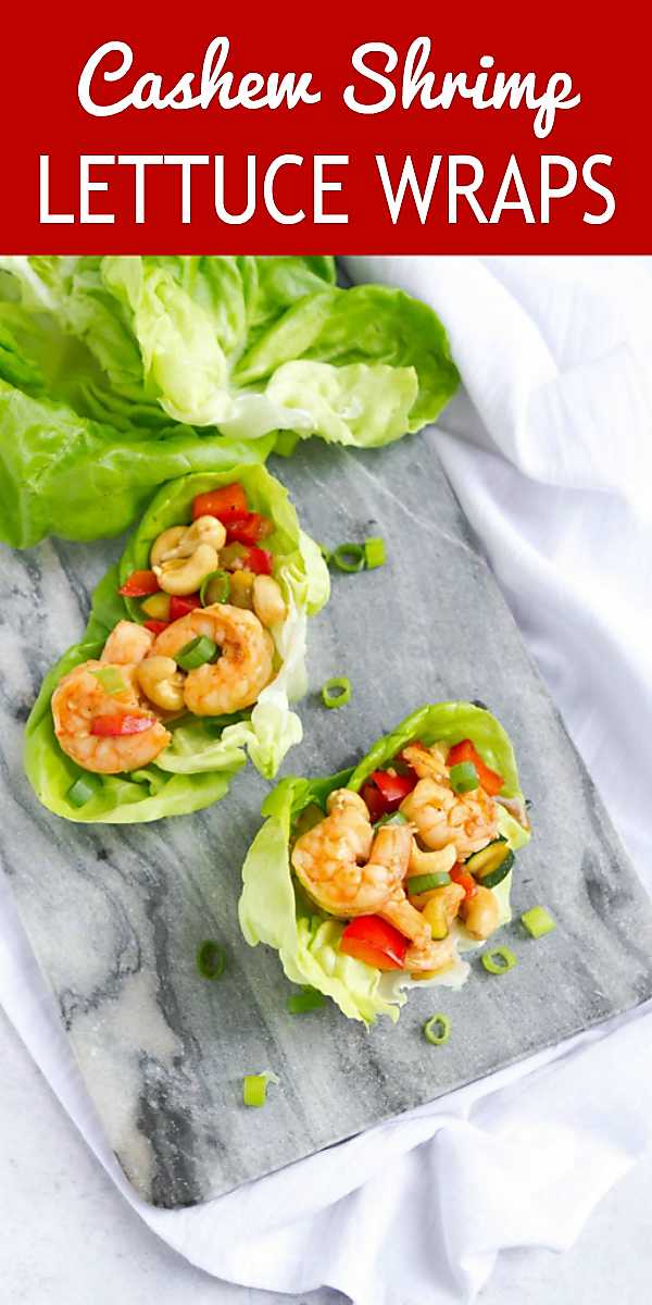 Serve up Cashew Shrimp Lettuce Wraps as appetizers or a light dinner. A simple, delicious and healthy shrimp recipe! #shrimp #appetizer #dinner #weightwatchers