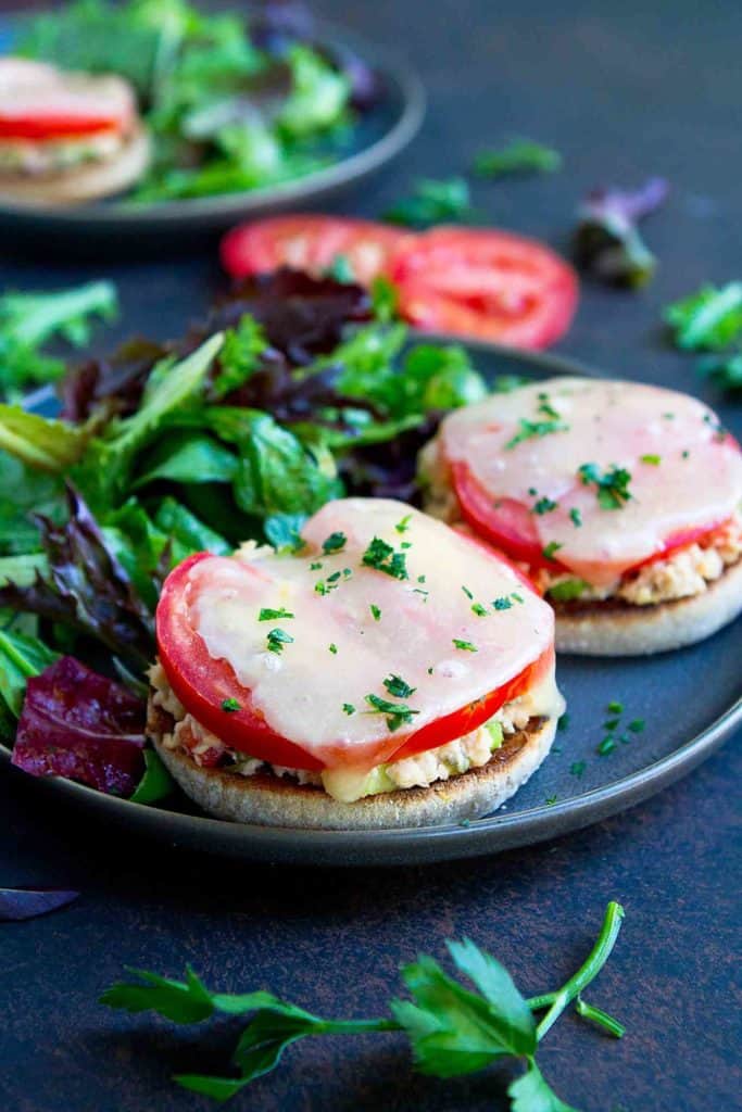 Dinner or lunch in less than 15 minutes! This light salmon melt recipe has all of the flavor of the original with a fraction of the calories. 172 calories and 4 Weight Watchers Freestyle SP #salmon #light #weightwatchersrecipes