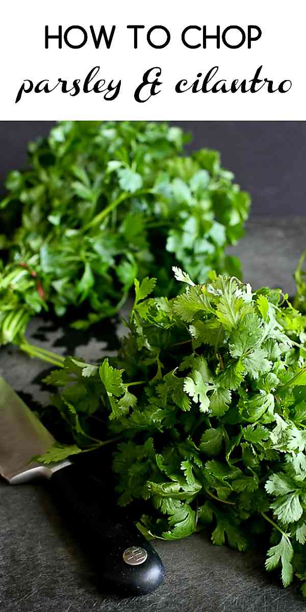 Do you struggle with knowing how to chop parsley or cilantro? This tutorial will show you the easiest way! #cookingtips #parsley #knifeskills