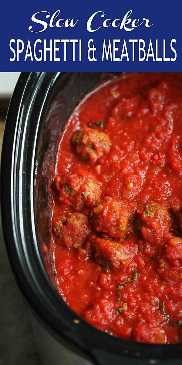 For a crowd pleaser, you just can't beat a slow cooker spaghetti recipe, particularly when meatballs are involved! Slow Cooker Spaghetti and Meatballs is always a family favorite. The lean meatballs are served in a delicious, easy homemade tomato sauce. | Crockpot Recipes | Crock Pot | Easy | Sauces | Baked | Italian | Easy #familydinner #pasta