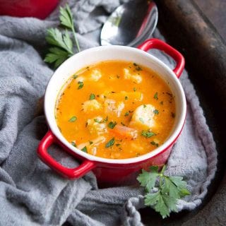 This winter vegetable soup is full of the warm and comforting flavors of the season. Super simple and surprisingly light! 98 calories and 1 Weight Watchers SP | Healthy | Vegan | Vegetarian | Recipes | Butternut Squash | Cauliflower #vegetablesoup #vegansoup #souprecipes #weightwatchers #healthyrecipes