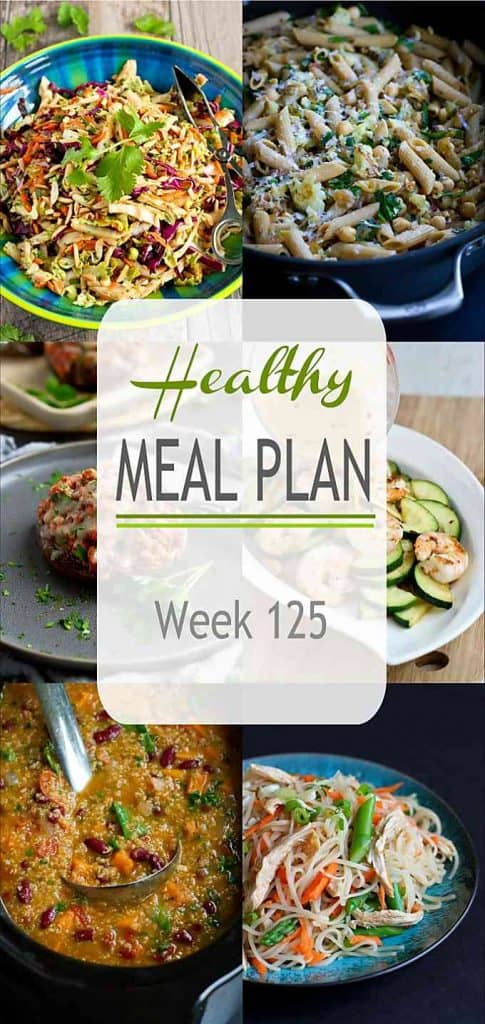 From a plant based slow cooker soup to the most popular dinner salad on my site, this week's healthy meal plan has some blockbuster recipes. #mealplanning #dinner