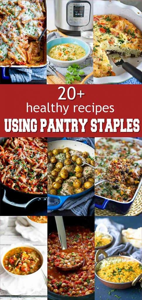 Turn to your pantry staples, such as beans, rice, pasta and potatoes to pull off healthy meals with little effort and minimal trips to the store. | Checklist | List | Homemade | Clean Eating | Grains | Canned | Dried | Pasta | Beans #pantrystaples #healthyrecipes #dinnerrecipes #easyrecipes