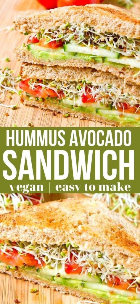 This is the veggie hummus avocado sandwich that I make day after day! Stacked with veggies, this vegan lunch is a tasty powerhouse of nutrients. 252 calories and 8 Weight Watchers SP | Recipes | Vegetarian | Plant Based | Meatless | Vegetable | Broccoli Sprouts | Gut Health | Toasted #plantbased #vegansandwich #weightwatchers #vegetariansandwich #smartpoints #guthealthy #broccolisprouts 