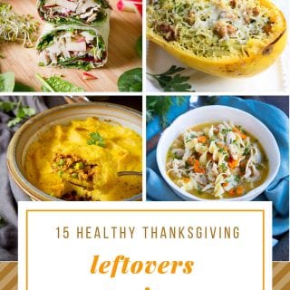 Collage of 4 Thanksgiving leftover recipes, with text label at bottom.