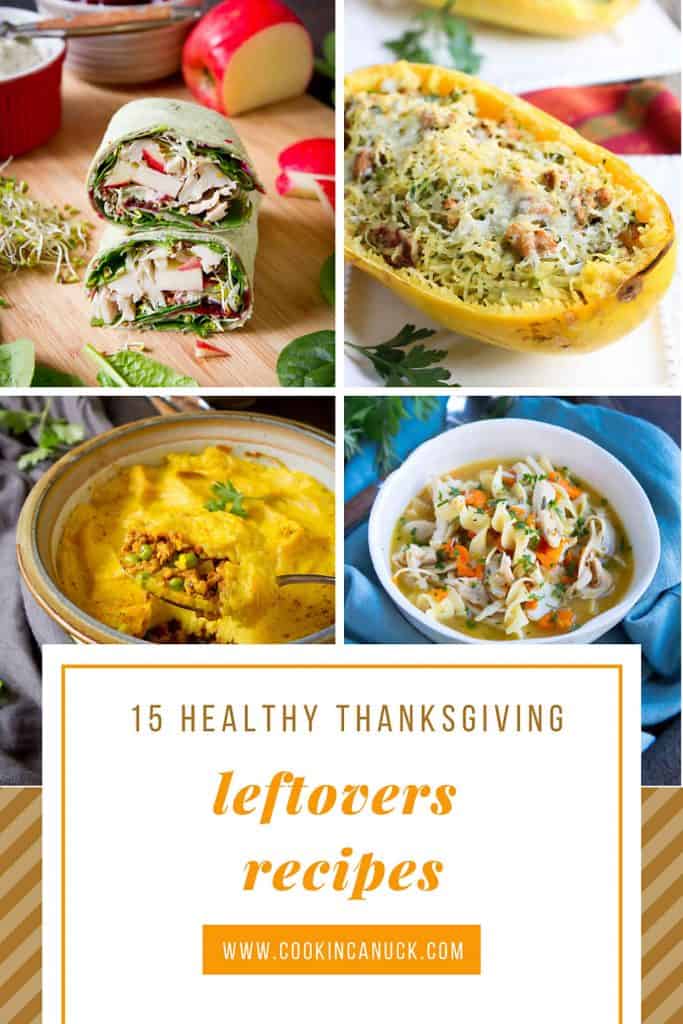 Collage of 4 Thanksgiving leftover recipes, with text label at bottom.