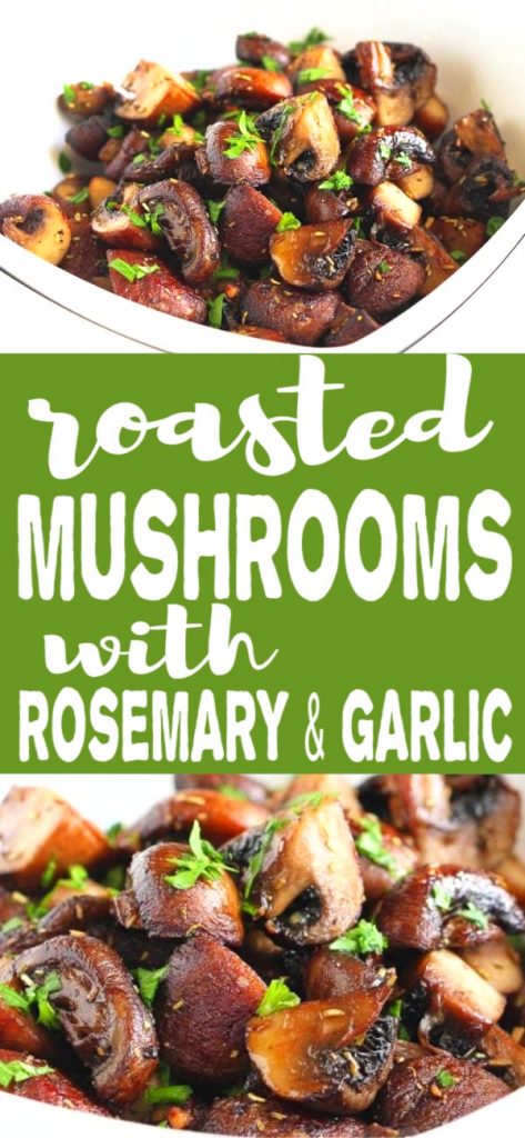Utterly addictive and easy to make! Roasted mushrooms with rosemary and garlic are fantastic on their own or on top of grilled steak or chicken. They are also the perfect mix-ins for salads or pasta dishes. 89 calories and 2 Weight Watchers SP | Oven | Recipes | Plant Based | Vegan | Oven healthy | Clean Eating | How to #roastmushrooms #roastedmushrooms #plantbased #vegansides #mushroomrecipes #smartpoints #weightwatchers #cleaneating