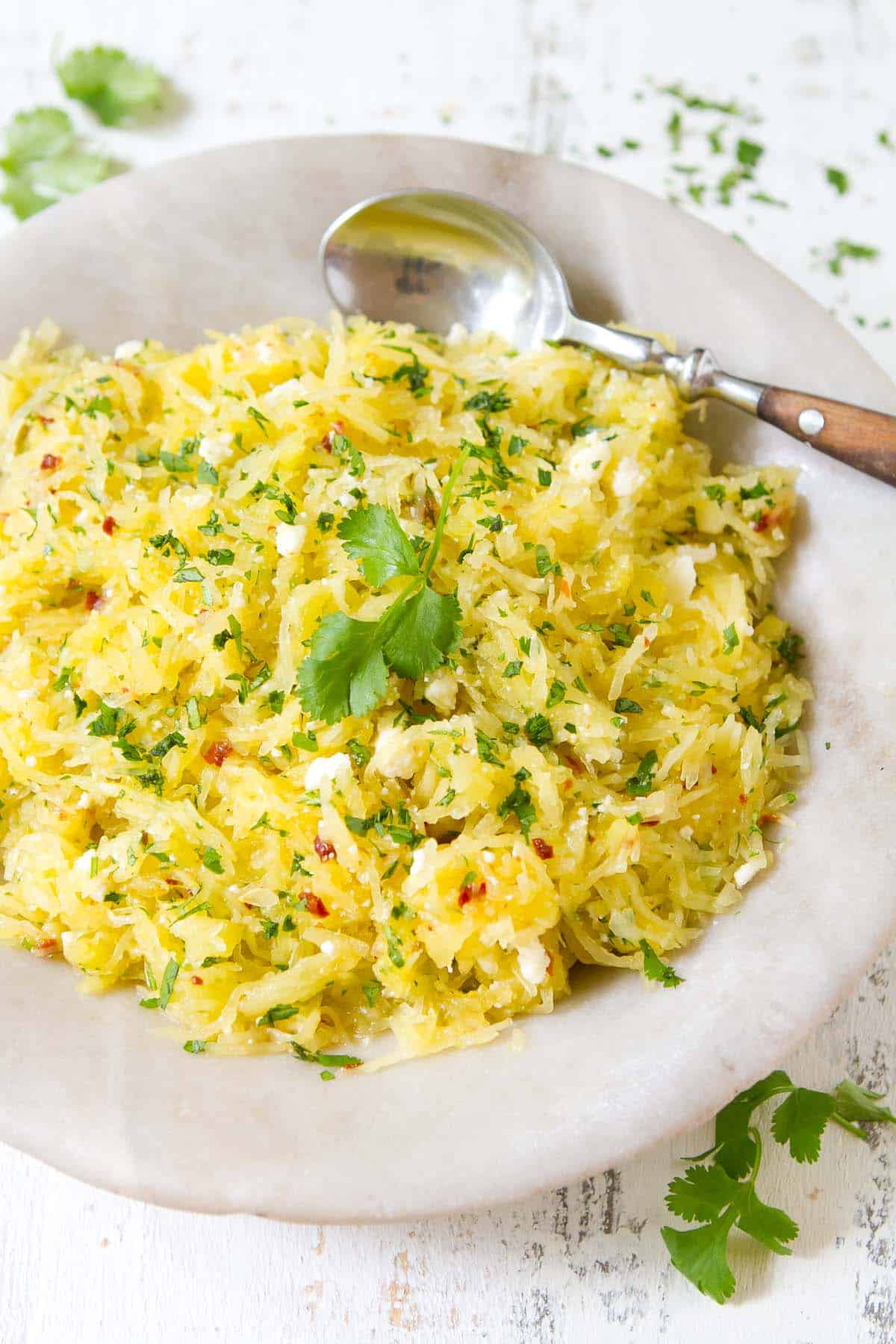You can never have too many spaghetti squash side dish recipes! Less than 10 minutes of active prep needed! This southwest version gets its flavor from smoky chipotle peppers and salty queso fresco.  | Recipes | Healthy | Vegetarian | Easy