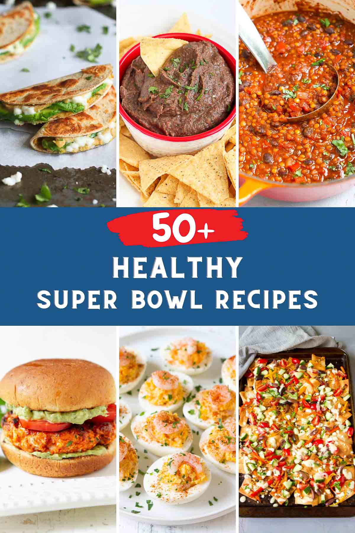 It's time to sit down in front of the TV and load up the table with healthy Super Bowl recipes for the big game! Appetizers, pizza, sandwiches, dips, burgers and more! 